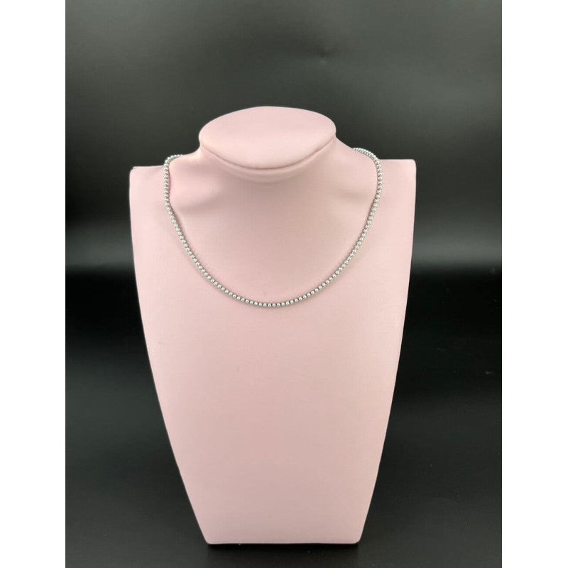 COLLANA ACCIAIO CHOKER PERLINE VETRO