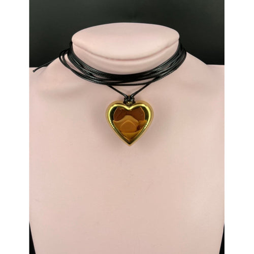 COLLANA CHOKER IN SPAGO CON CUORE BOMBATO